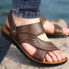 2026 verão novo estilo sandálias masculinas de couro genuíno sapatos de praia Cross-Border sapatos masculinos casuais ch