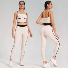 Fato de ioga esportivo, Nude dupla face escovado, roupas de ioga tipo estilingue Fitness