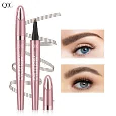 QIC Lápis de sobrancelha de quatro pontas em ouro rosa Lápis de sobrancelha de água selvagem de longa duração à prova d'