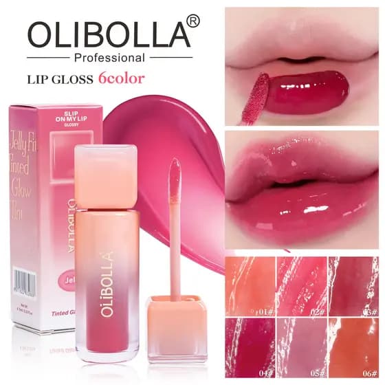 OLIBOLLA6 Cor Água Brilho Espelho Lip Gloss Lip Gloss Hidratante de Longa Duração Copo Antiaderente Não Desbotado