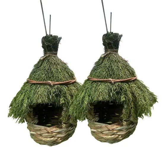 Ninho de pássaro de palha tecido à mão decorações de jardinagem para ninho de pássaro