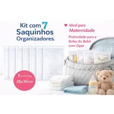 Kit 7 Saquinhos Organizadores com Zíper 26x30cm – Multiuso para Maternidade e Necessaire