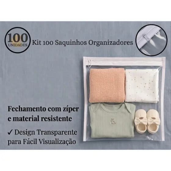 Kit 100 Saquinhos Organizadores Com Zíper Multiuso Envelope Maternidade/Necessaire.