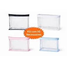 Kit  Necessaires Transparentes com Zíper | Organizadores Multiuso Maternidade, Viagem e Dia a Dia