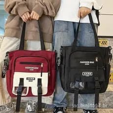 Bolsa masculina transversal de grande capacidade, versão coreana elegante, estilo de ferramentas legais, bolsa de ombro