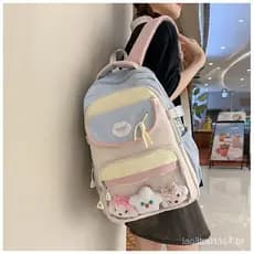 Mochila feminina estampada com letras de alto valor, Casual, simples, leve, de grande capacidade, bolsa de viagem transp