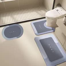 Kit 3 Tapete de Banheiro Absorvente de Diatomita Secagem Rápida Antiderrapante Lavável Decorativo