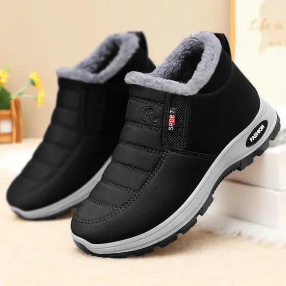 Botas curtas femininas antiderrapantes para o inverno, com forro de lã espesso, calçados casuais à prova de frio, sapato