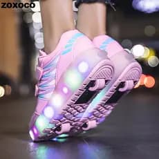 Calçados Infantis com 2 Rodas, Botas Esportivas Luminosas, Moda Casual para Crianças, Meninos e Meninas 2022