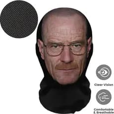Máscara Facial 3D de Malha para Cosplay e Festa, Tamanho Único, Walter White