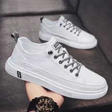Novo Estilo de Verão 2024, Tendência de Outono, Tênis Esportivos Brancos para Homens, Sapatos Casuais de Couro que Aumen