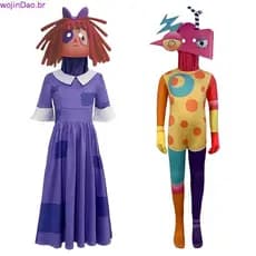 Fantasia de Cosplay Pomni do Incrível Circo Digital, Traje de Carnaval, Vestido de Princesa para Festa de Halloween 2024