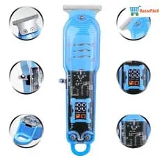 Máquina De Cortar Cabelo Profissional Smart Lcd Barbeador Elétrico Transparente Sem Fio Para Homens