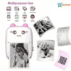 Impressora Térmica Portátil Compacta com Design Animado Impressora Sem Fio para Fotos Compatível +5 Rolo Papel