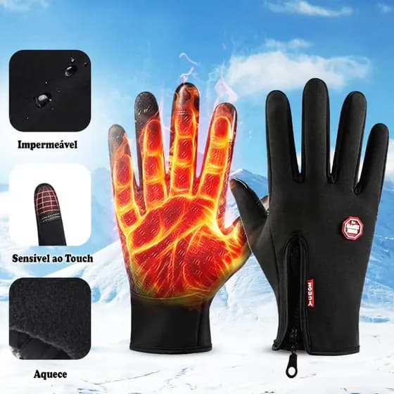 Luva Térmica Impermeável para Moto e Bike Unissex com Touch Antiderrapante