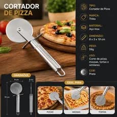 Cortador de pizza, fatiador de pizza, carretilha resistente material em inox, cortar pizza,  facil.