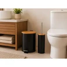 kit lixeira para banheiro + escova sanitária - lixeiro banheiro preto