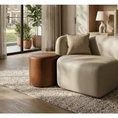 Puff Redondo Banqueta Marrom Conforto Para Sala ou Quarto