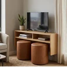 Kit Puff Redondo Banco - Assento Extra Para Quarto ou Sala