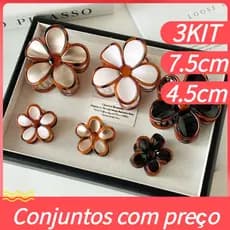 3KIT Presilha de Cabelo Flor de Plumeria Color Block 7.5cm/4.5cm Macia e Simples, Acessório de Cabelo Versátil WZBL