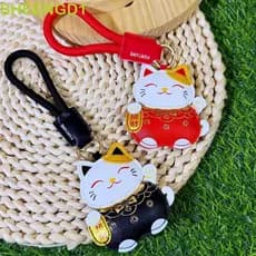 Chaveiro de gato da sorte em couro PU SHEENGD1, pingente de gato da sorte, decoração de gato da sorte ZKAH