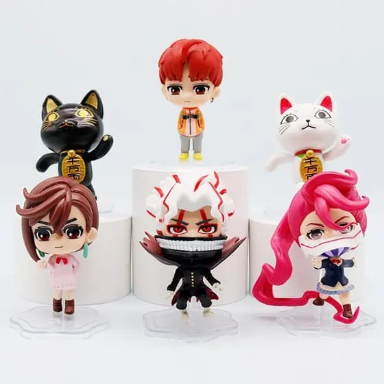 Conjunto de 6 peças, 8 cm, figuras de anime Danda japonesas: Anmomo, Ken Takakura, Aila Hakusho, Vovó Turbine, modelo mó
