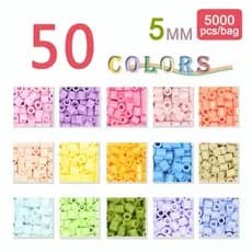 Yantjouet 5mm 5000 peças/cor 50 cores Contas embaladas em saco OPP Contas Hama infantis Quebra-cabeças DIY de alta quali
