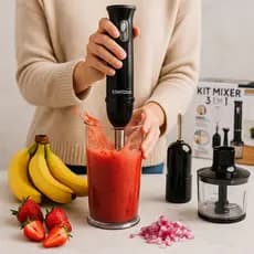 Kit Mixer 3 em 1 Bivolt Processador Batedor Misturador Alimentos Vitaminas Sopas Cozinha Achadinhos Shopee