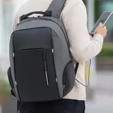 Mochila Para Notebook com Entrada USB Viagem Rua Trabalho Cor Azul, Preta ou Vinho Achadinhos Shopee
