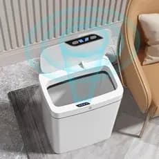 Lixeira Automática Retangular 14 Litros Sensor Branca Banheiro Cozinha Sala Recarregável via USB Achadinhos Shopee