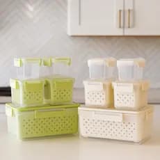 Kit 5 Potes Alimentos Plástico Cozinha Frutas Conserva Pote Empilhável Organizador Achadinhos Shopee
