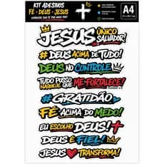 Kit 9/15/21 Adesivos Sticker Jesus Fé Deus Cristão Religioso Vinil Prova Da Água Carro Moto Capacete Notebook