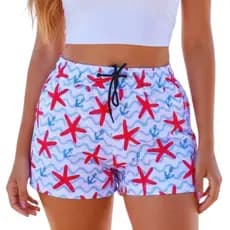 Shorts Tactel Feminino Moda Praia Cintura Alta Saída de Praia Confortável, Academia, laser, dia adia