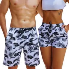 KIT CASAL SHORS TACTEL COM ELASTANO MODA PRAIA, ACADEMIA, PISCINA PLUS G1 G2