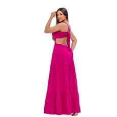Vestido Longo Alcinha Abertura Nas Costas Festa Blogueira Elegante,Casamento, Formatura, Aniversário