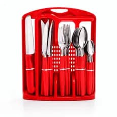 Faqueiro Jogo de Talheres Caprese 26 Peças Fratelli Vermelho Inox com Porta Talher