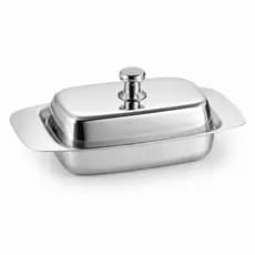 Manteigueira Com Tampa Inox Porta Manteiga Retangular Para Mesa Posta Café Da Manhã Cozinha