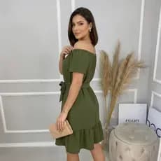 Vestido Curto Feminino Ombro a Ombro Tomara Que Caia Soltinho Elegante Casual