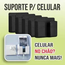 Suporte De Celular Parede Para Carregar Multiuso Branco e Preto