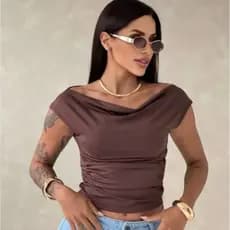 Blusa Suplex Feminina Manguinha Ombro a Ombro básica suplex Duplo