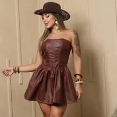 Vestido feminino de couro feke corset tomara que caia Plissado lançamento outono inverno premium moda gringa tendência