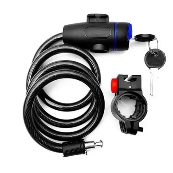 Trava Cabo De Aço Cadeado Segurança Bike Moto Com Chave Espiral Anti-Roubo Com suporte H-27