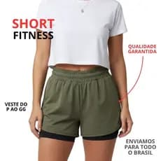 Kit 3 Short Fitness Feminino Bolso Interno VesteBem Moda Fitness