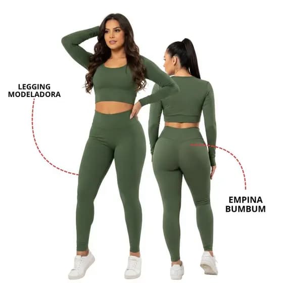 Kit 2 Legging Fitness Feminino Zero Transparência VesteBem Moda Fitness