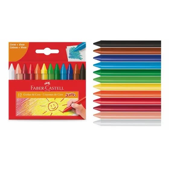 Giz de Cera Gizão 12 Cores Faber-Castell CX 1 UN