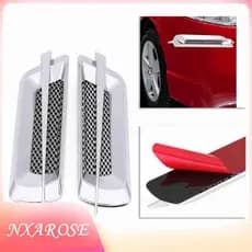 Nxarose 2 peças de aberturas laterais para carros Keenso Chrome Silver Car Air para grade de admissão decoração de duto