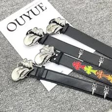 cinto masculino plus size cinto masculino grife Pedra de rolamento grande língua corvo CH clássico estilo estrela cinto