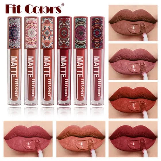 | 【lip tint ruby rose】 | ✣Maquiagem transfronteiriça FitColors6 cores caleidoscópio brilho labial fosco estilo boêmio es