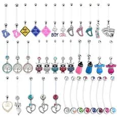 | 【piercing umbigo】 | bijuterias femininas ♠Europa américa venda quente acrílico umbigo prego haste macia umbigo anel mu