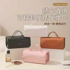Bolsa Estética De Couro PU Para Maquiagem , Organizador De Higiene Pessoal Viagem À Prova D'água , Cosmética Portátil